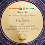 Maruti SuzukiCertificate of appreciation